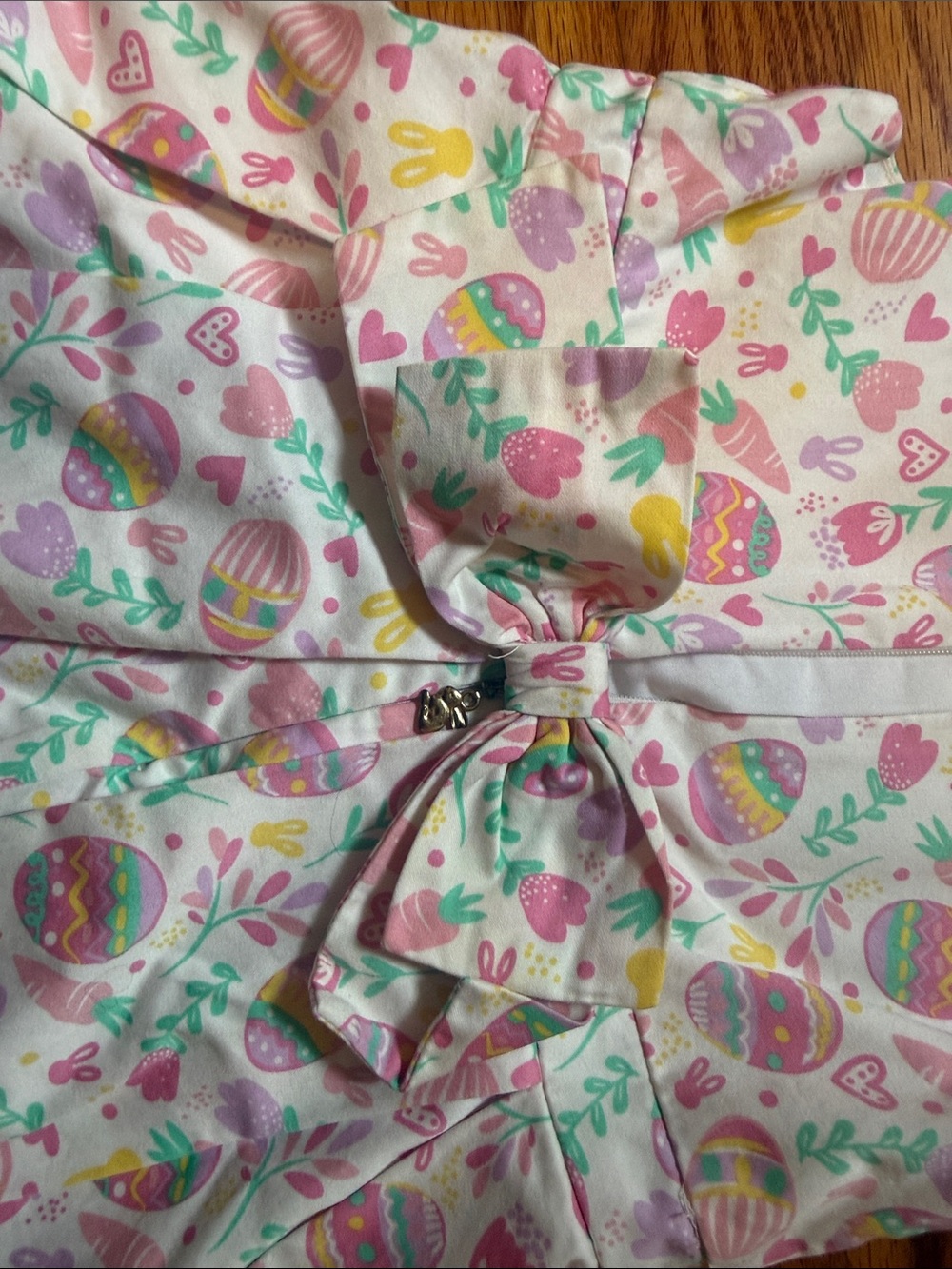 Savannah White Sleeveless Dress with Pink, Yellow & Green Easter Print - Picture 3 of 3